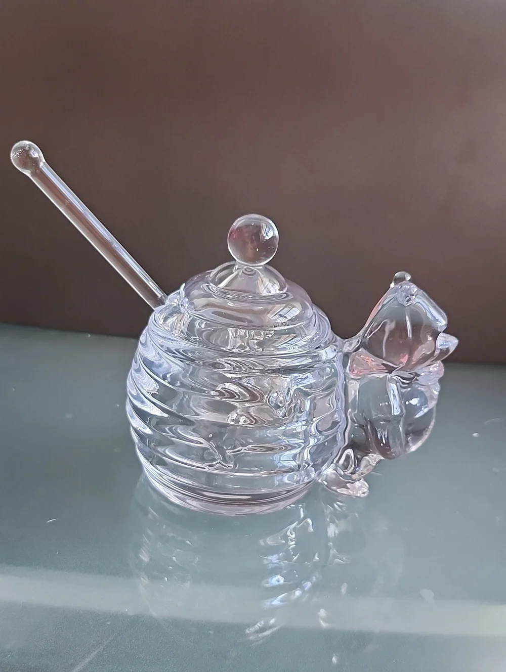 Winnie The Pooh Glass Honey Jar with Glass Honey Dipper -